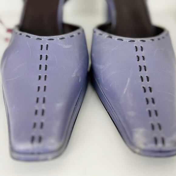 Nine West Injer Leather Slingback Square Toe Block Heels Purple Smoke Size 8.5 M - Picture 6 of 14